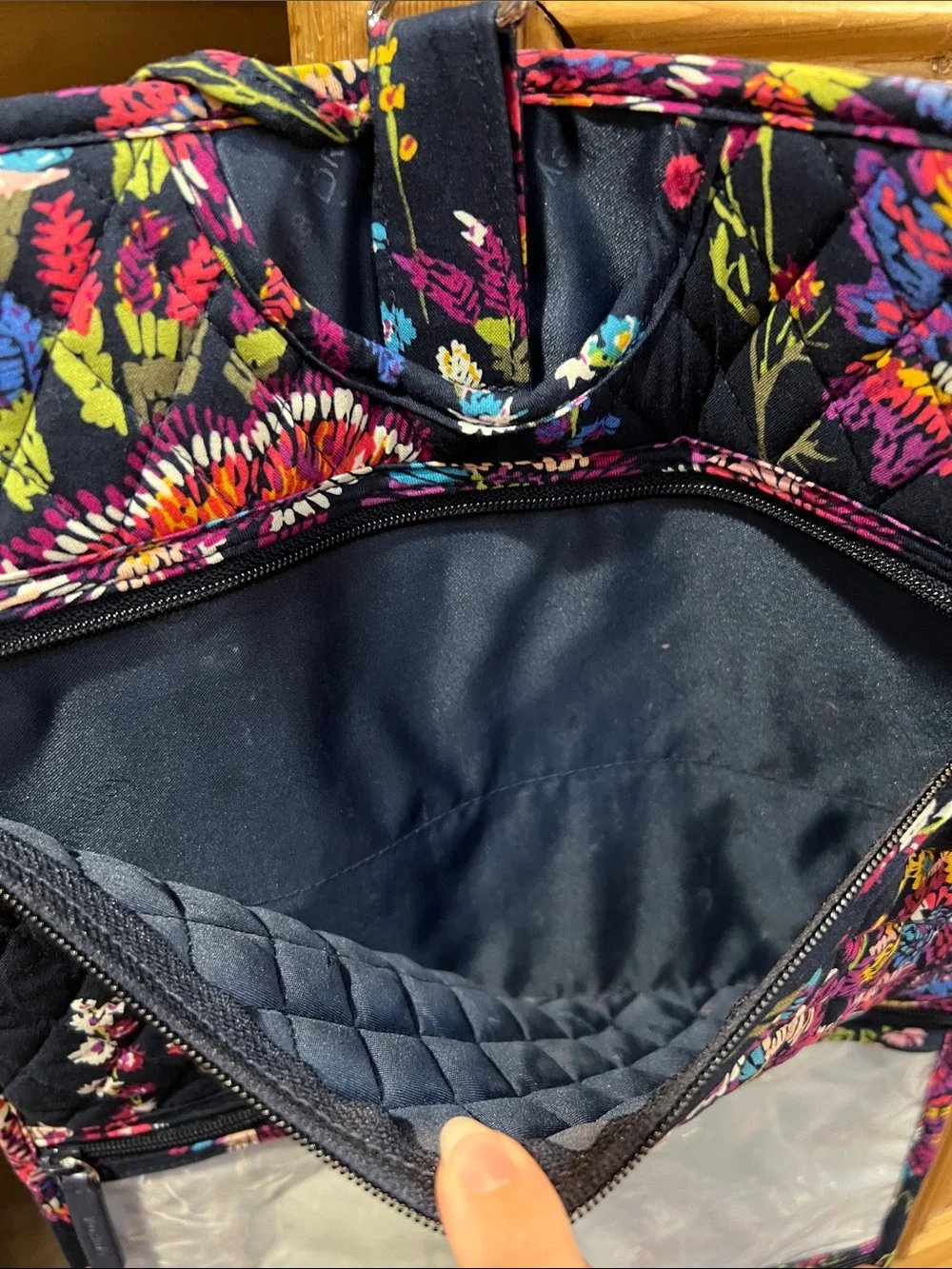 Vera Bradley Hanging Cosmetic Bag in Midnight Wildflowers Pattern